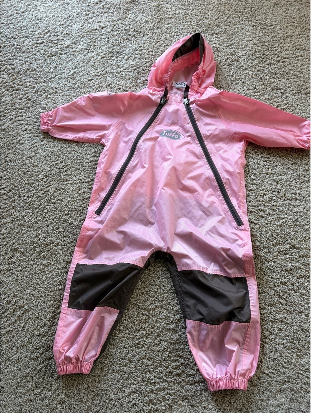 Tuffo Muddy Buddy Toddler Waterproof Rain Suit Pink brown One Piece Coverall 2T